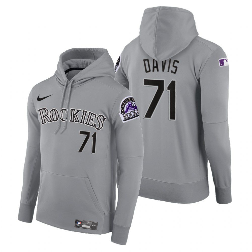 Men Colorado Rockies #71 Davis gray road hoodie 2021 MLB Nike Jerseys